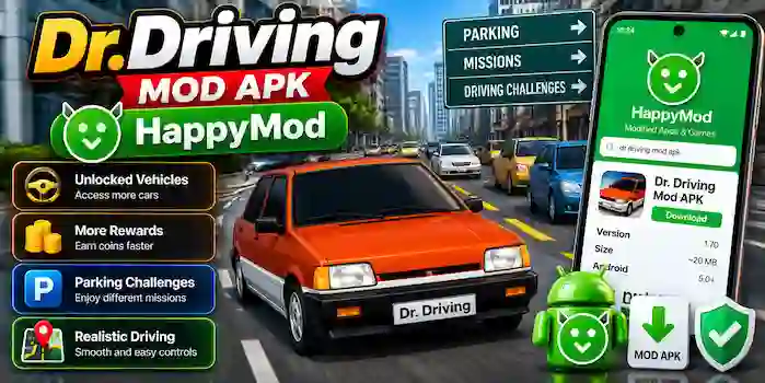 dr-driving-mod-apk-happymod-guide